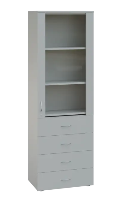 LE - 64 skříň léková prosklená, pravá, šedá